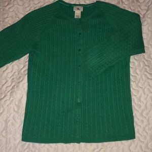 LL Bean cable cardigan sweater